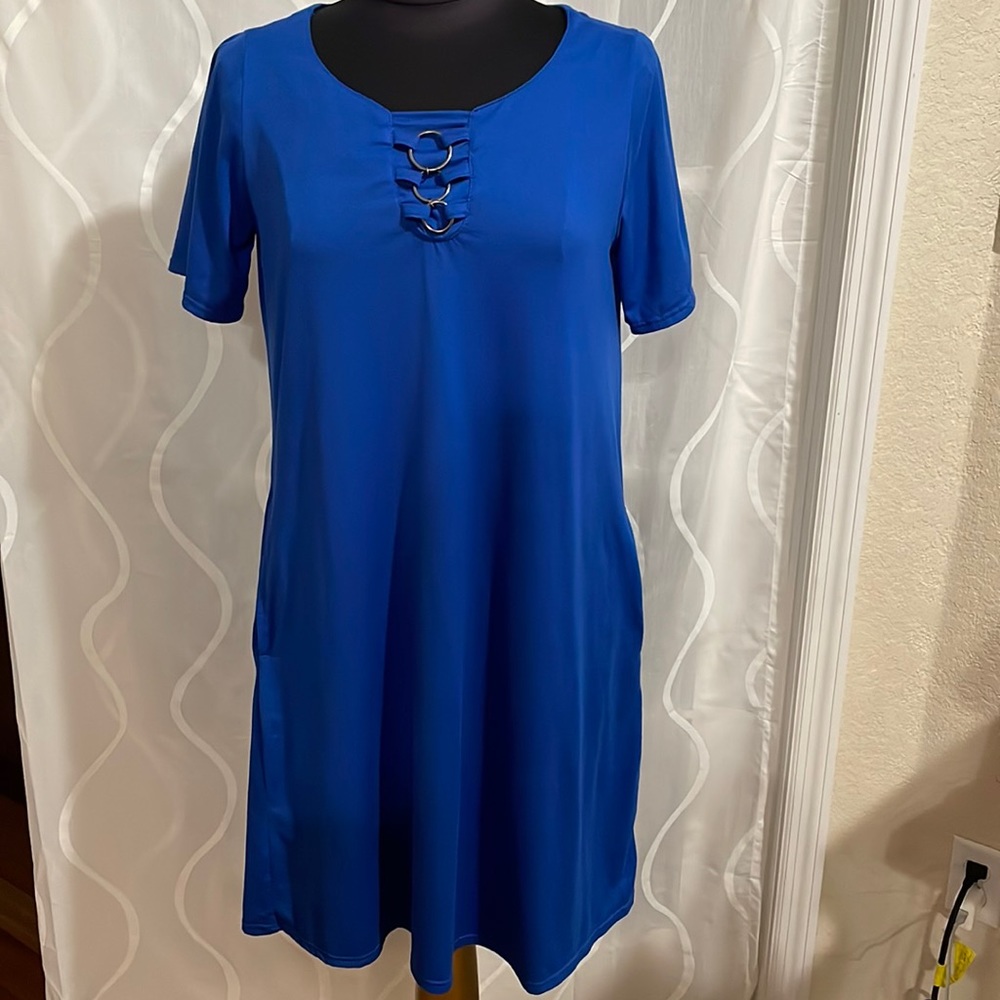 French Laundry Short Sleeve Royal Blue Dress, Size Medium